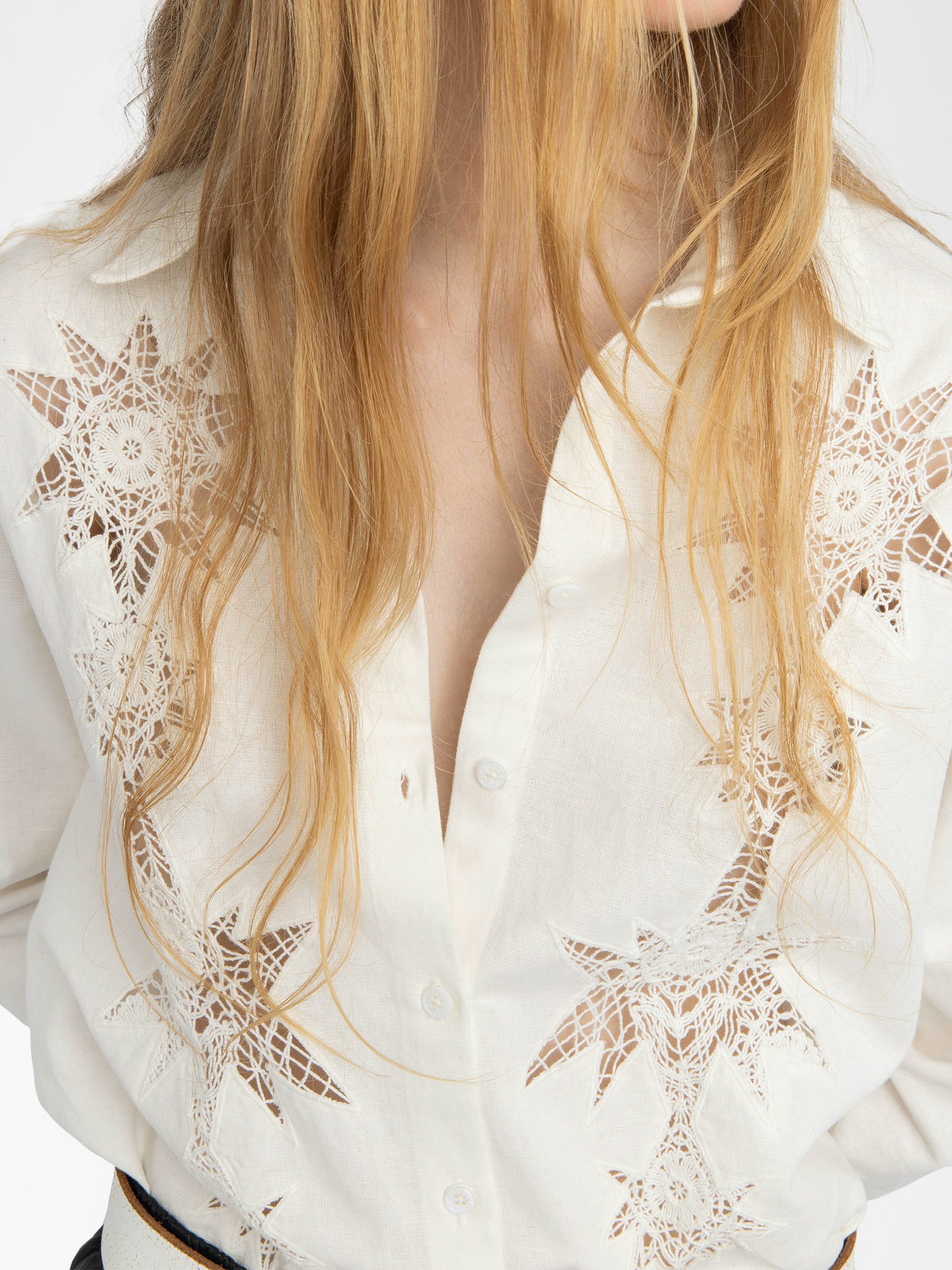 Morning Shirt - Loose-fitting cotton and linen shirt with embroidery.